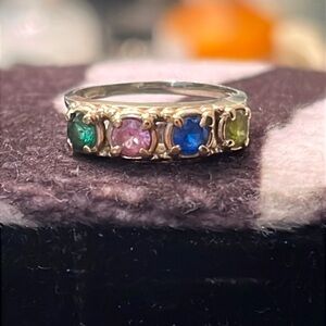 💍14K Gold,4 Birthstone Vintage Mother Ring